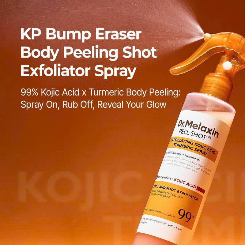 Dr.Melaxin Peel Shot Keratin Care Kojic Acid & Turmeric Spray 200ml – Pore Clearing Exfoliating Skin Repair Scrub